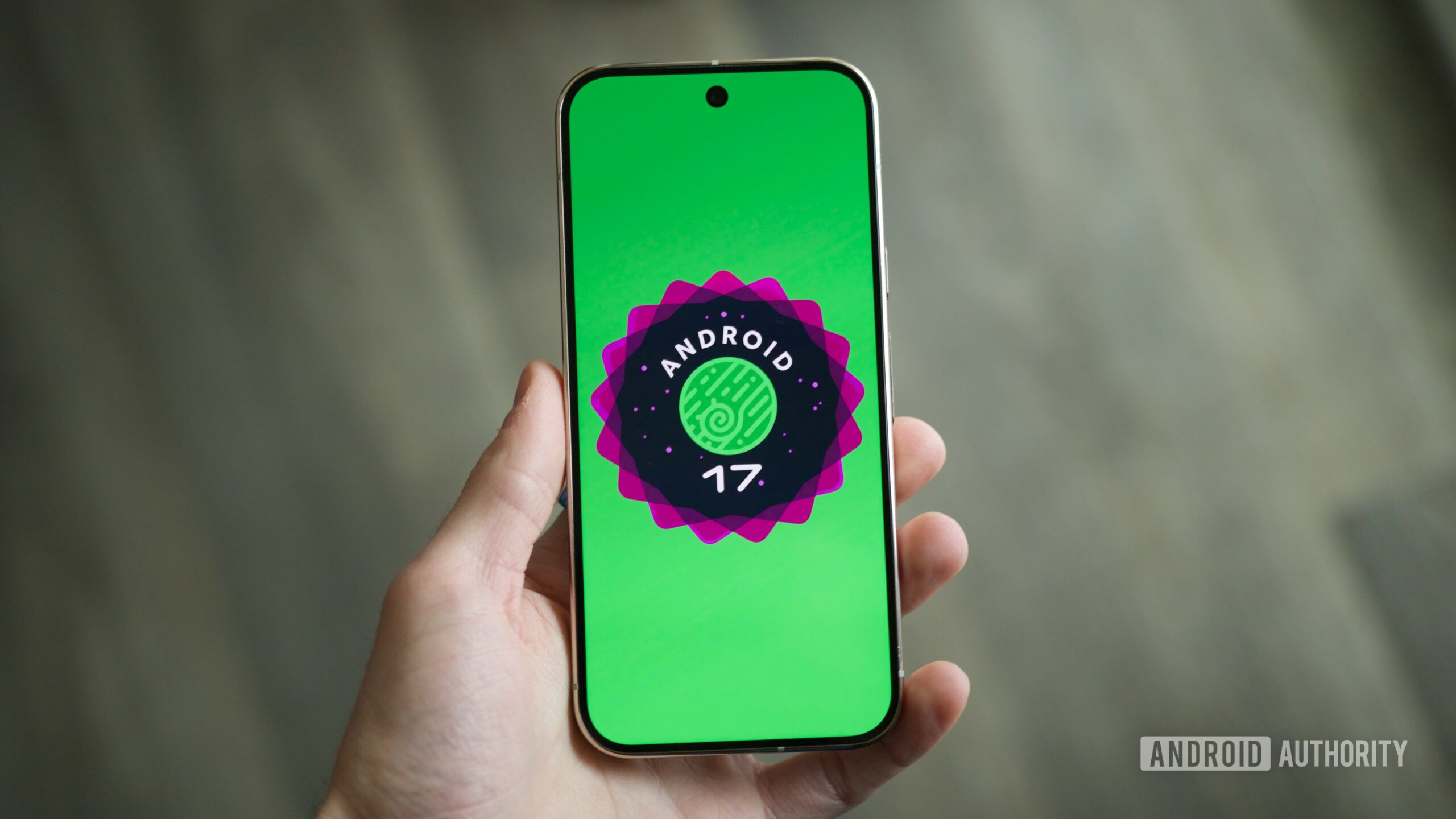 android 17 logo hero 4 The Android 17 logo on a Pixel phone.