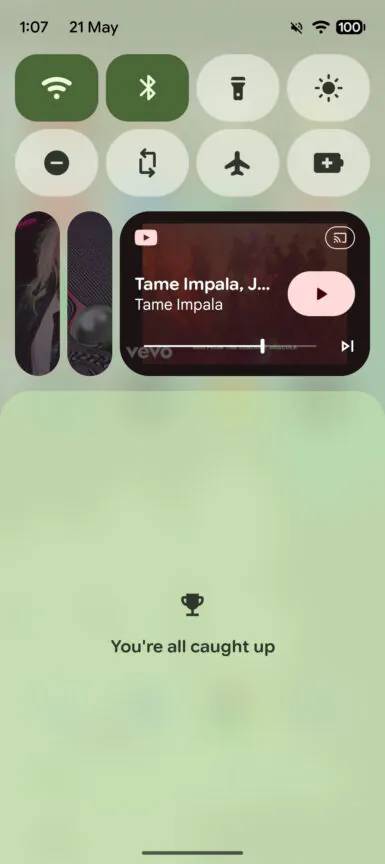 New media switcher in Android 17, third pill.