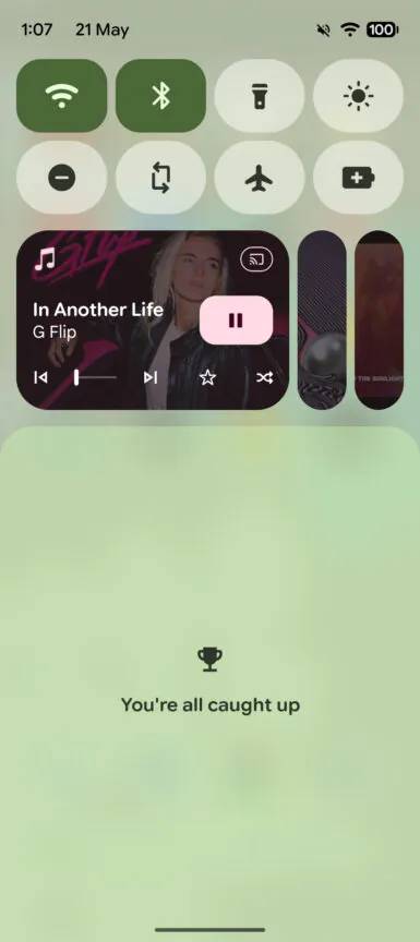 New media switcher in Android 17, first pill.