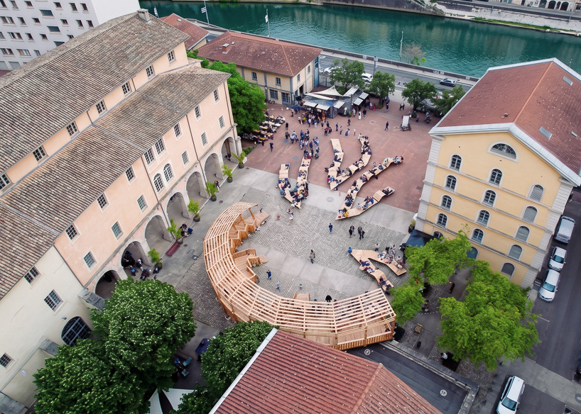 uv lab reimagines arcadia as a layered timber gathering installation in lyon - 1