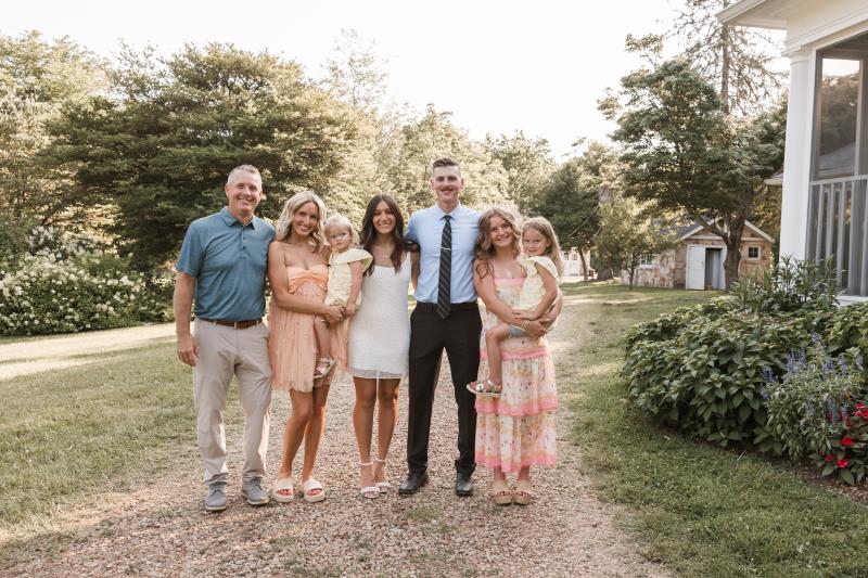 From left, Jeff and Katelyn Elser, and their kids, Cora, Lauren and her husband Easton, Emma and Ellie