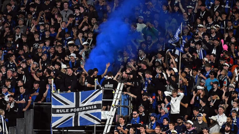 Auckland FC fans, crowd and supporters aka The Port, Auckland FC v Melbourne City, A-League Elimination Final match at Go Media Stadium, Auckland, New Zealand on Saturday 2 May 2026.