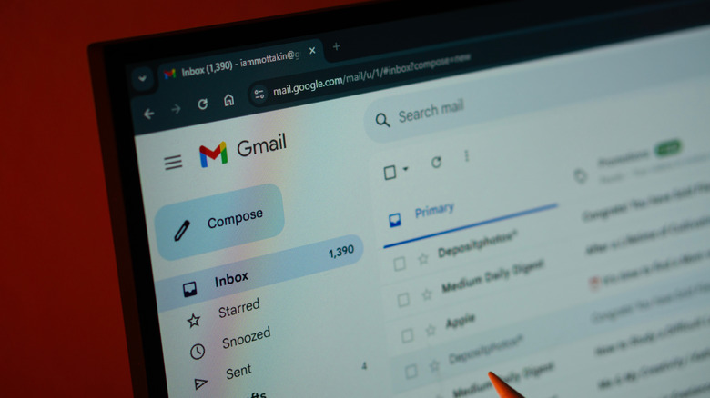 A close-up view of Gmail on a computer screen.