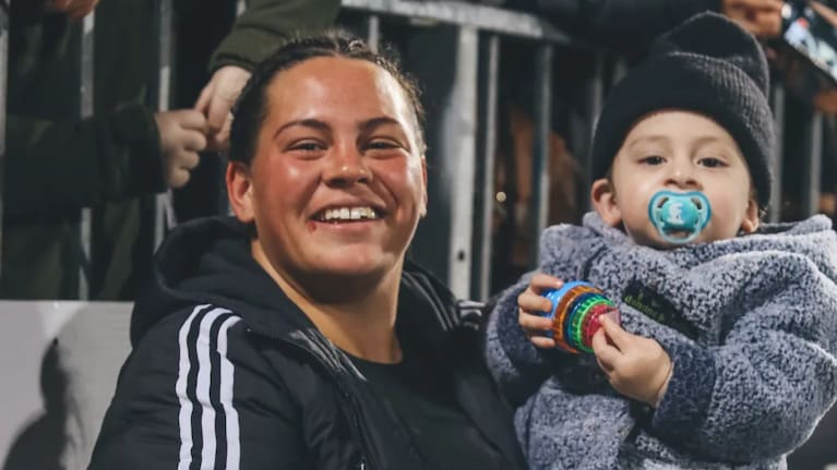 Awhina with her son Hipirini in 2022.