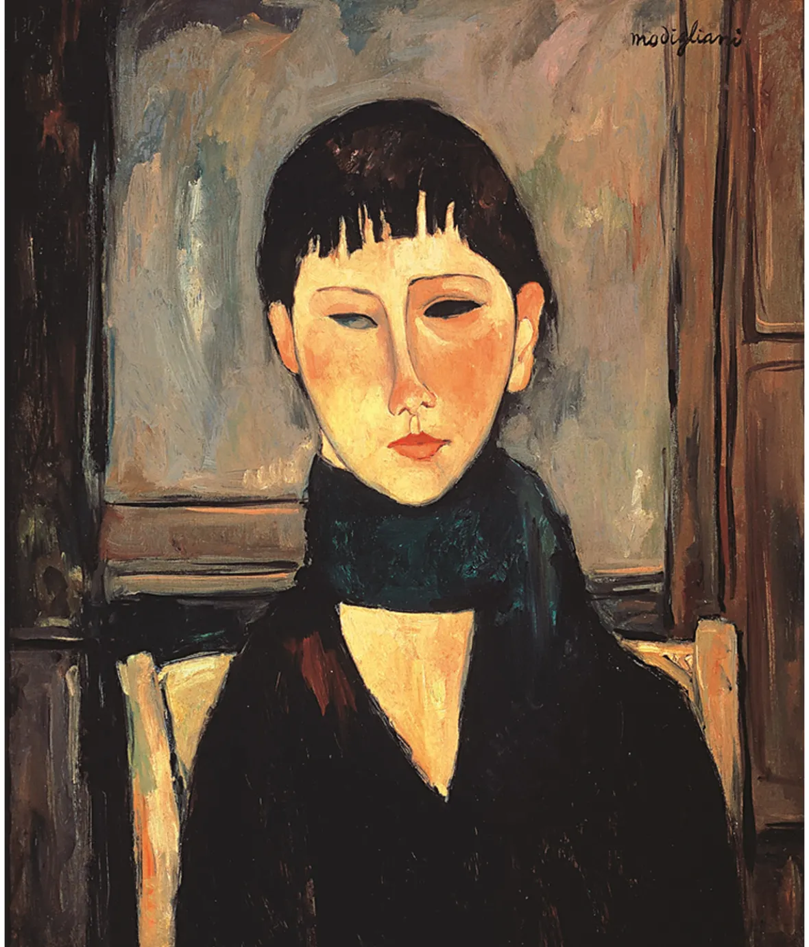 Painting of "Ritratto di Maria," an artwork attributed to Modigliani that was later discovered to be fake.