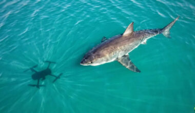 Great White Shark Stalks a Drone Shadow Like a Cat Eyeing a Laser