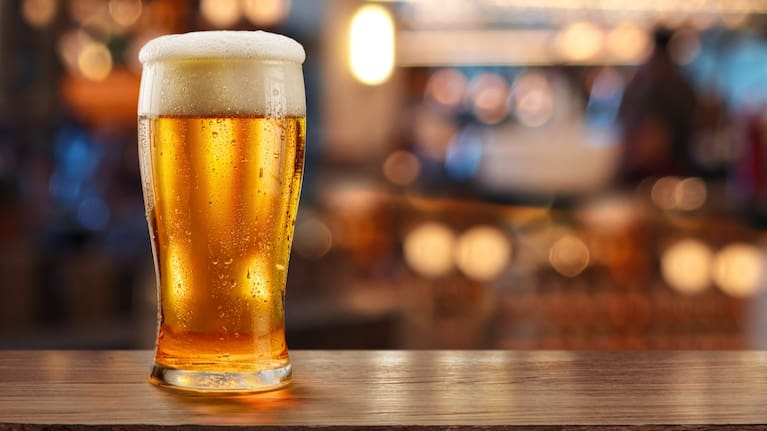 Beer on wooden bar tabletop (file image).