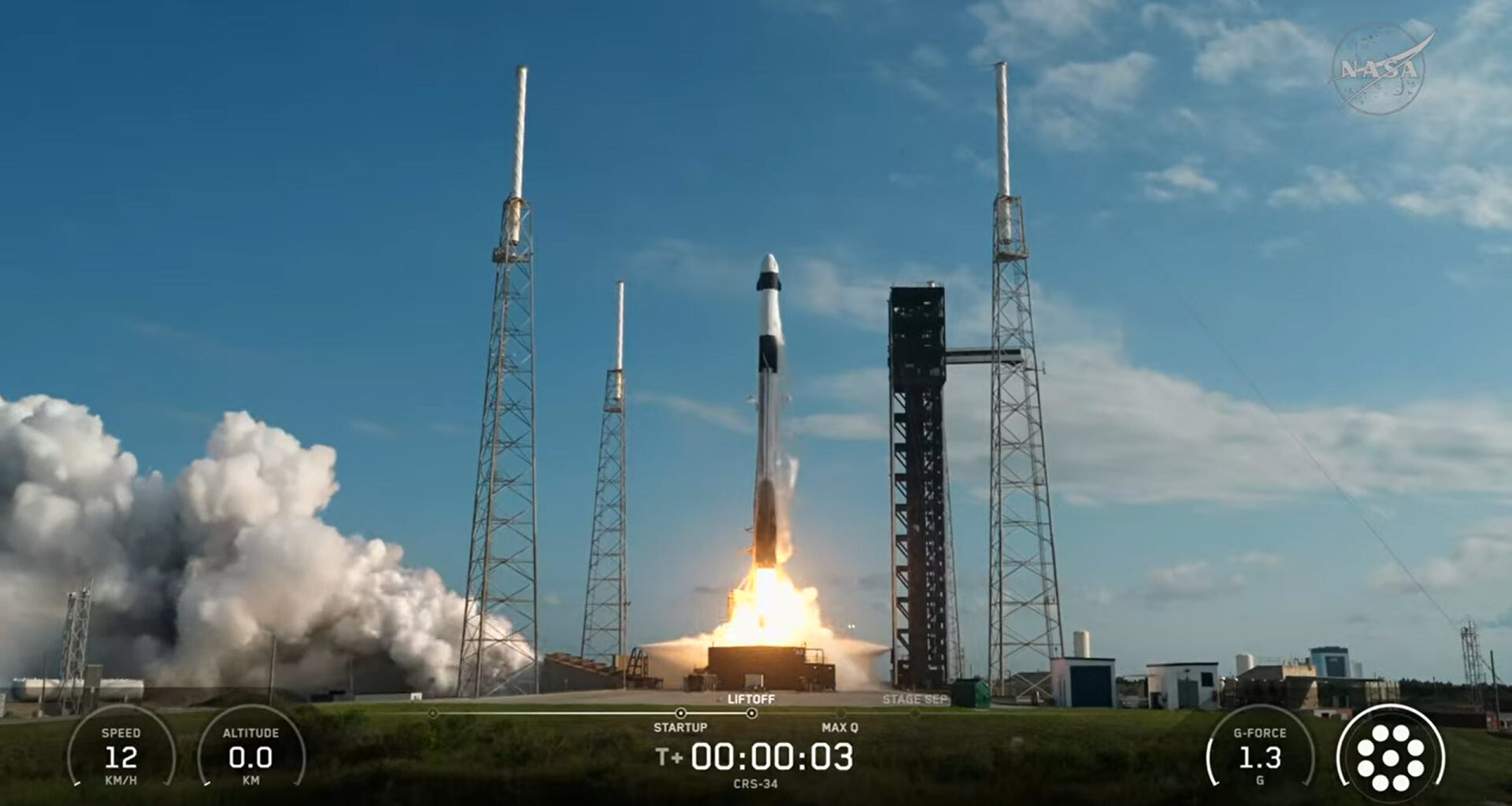 The SpaceX Falcon 9 rocket, carrying the Dragon cargo spacecraft atop, launches on time from Space Launch Complex 40 at Cape Canaveral in Florida.