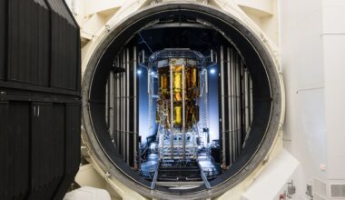 Environmental testing of Blue Origin’s Blue Moon Mark 1 (MK1) lunar lander has been completed inside Thermal Vacuum Chamber A at NASA’s Johnson Space Center in Houston.