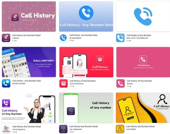 Some of the CallPhantom apps found in the Play Store. | Image by ESET - 28 Android apps delivering bogus information were installed 7 million times from Google Play Store