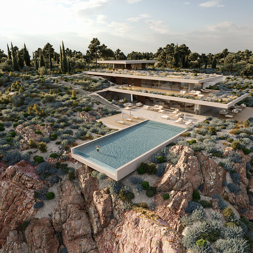 bold villa stretches horizontally across the hills of peloponnese in greece - 2
