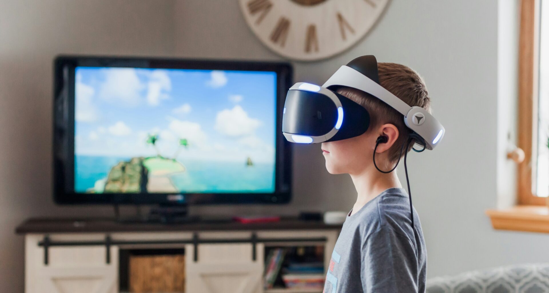 Boy Wearing Virtual Reality