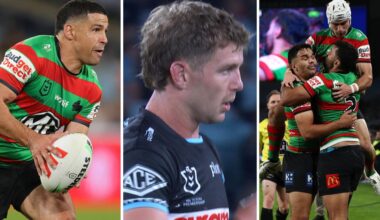 South Sydney Rabbitohs def Cronulla Sharks, Round 10, Alex Johnston records hat-trick, Blayke Brailey HIA, Cody Walker, Jye Gray, Latrell Siegwalt