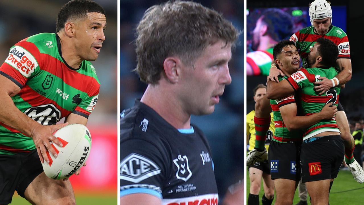 South Sydney Rabbitohs def Cronulla Sharks, Round 10, Alex Johnston records hat-trick, Blayke Brailey HIA, Cody Walker, Jye Gray, Latrell Siegwalt