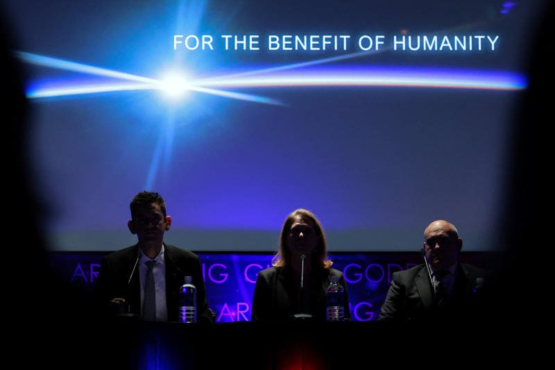 Nasa Administrator Jared Isaacman, with acting Associate Administrator Lori Glaze and Moon Base Program Executive Carlos Garcia-Galan, holds a news conference on updated plans for the agency’s Moon Base initiative for a long-term lunar presence, at Nasa headquarters in Washington, DC, the United States, on Tuesday. (Photo: Reuters)