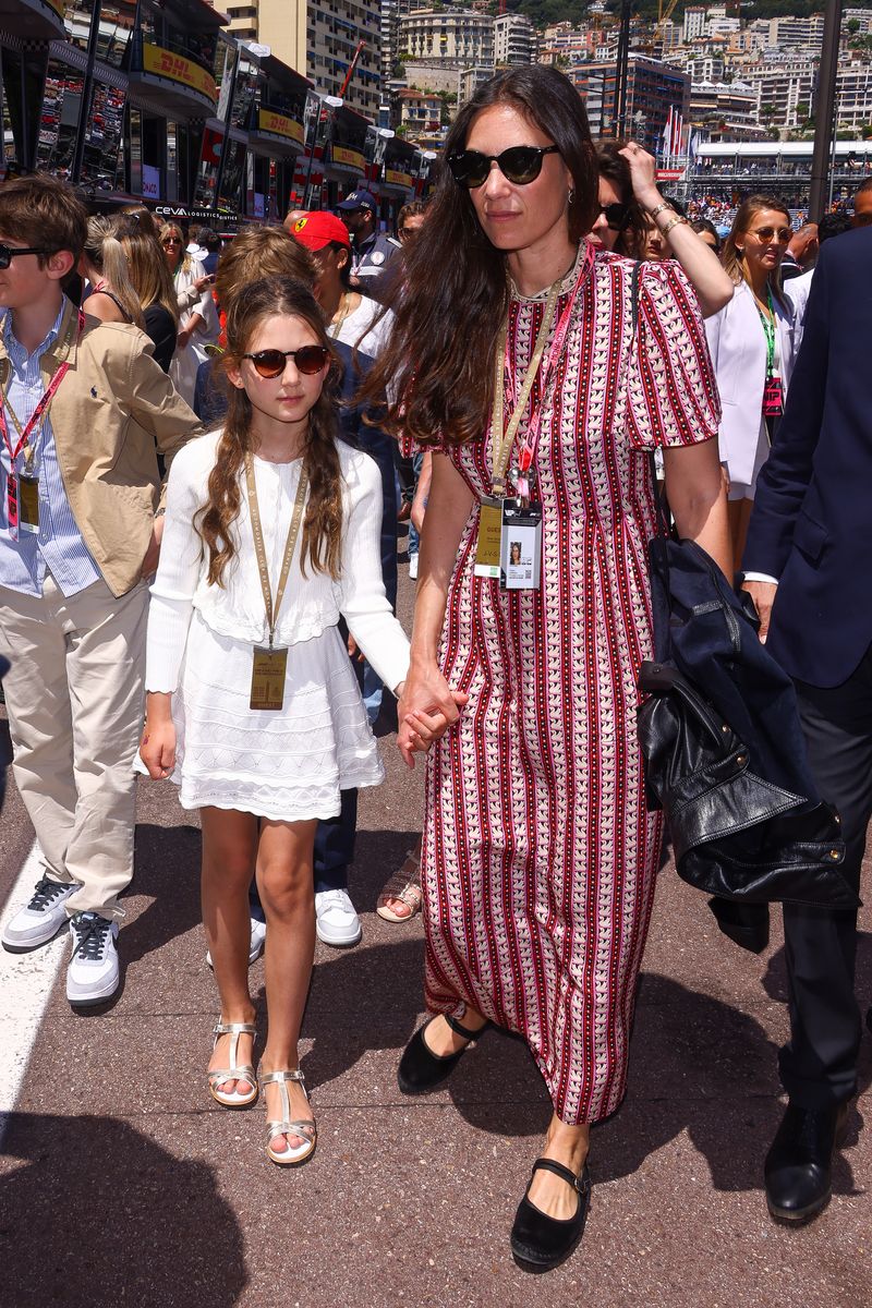 A chic mother-daughter duo, India Casiraghi and Tatiana Santo Domingo, attend the F1 Grand Prix Of Monaco on May 25, 2025, in Monaco, Monaco.