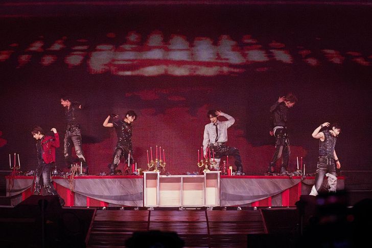 K-pop boy band ENHYPEN performs during the Seoul leg of its fourth world tour, 'BLOOD SAGA,' at KSPO Dome in Songpa District, Seoul, Saturday. Courtesy of Belift Lab