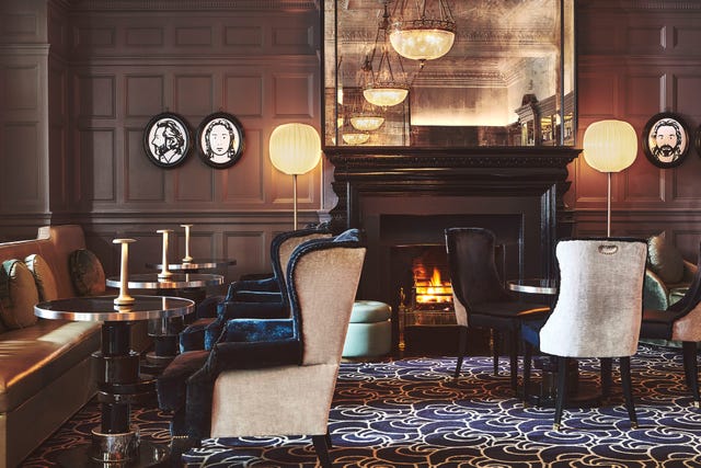 Elegant lounge space with seating and decorative elements. Elegant lounge space with seating and decorative elements.