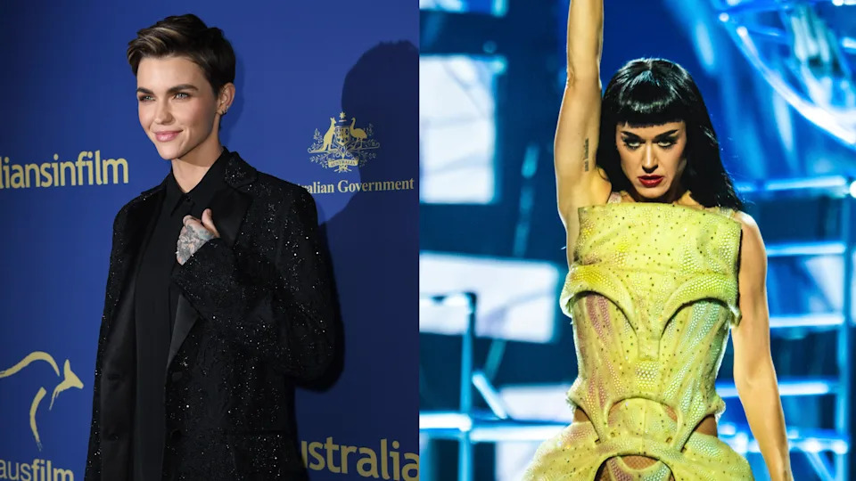Recipient of the Create NSW Annette Kellerman award Australian actress Ruby Rose arrives for the 8th Annual "Australians in Film" Awards Gala and Benefit Dinner at the InterContinental Century City in Los Angeles on October 23, 2019. 

BOLOGNA, ITALY - NOVEMBER 02: Katy Perry performs onstage during a concert at Unipol Arena on November 02, 2025 in Bologna.