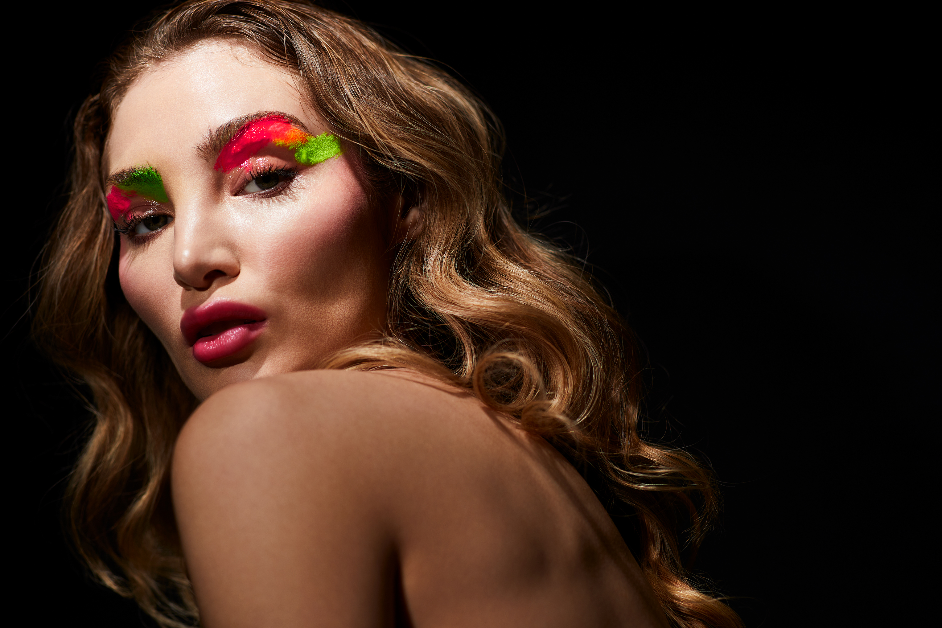 Bright eyeshadow on model
