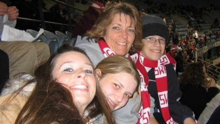 Carole Whorrall with Kyle and his sisters. 