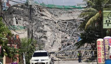 Dozens believed trapped as nine-storey building collapses in Philippines
