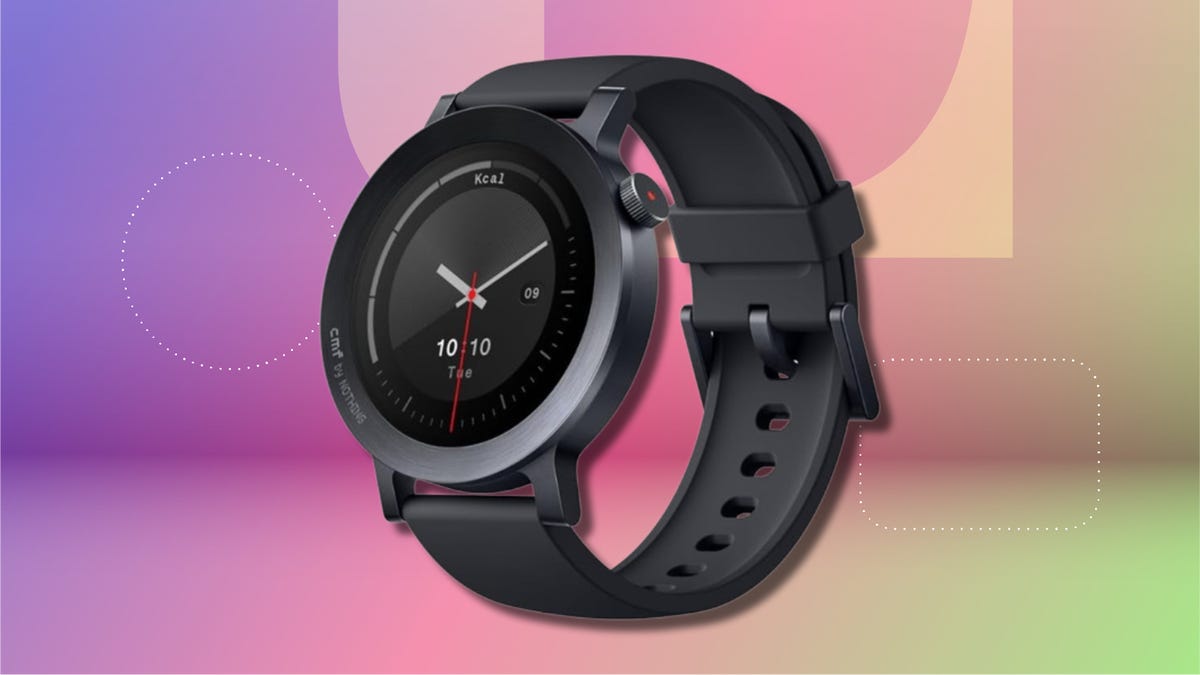 CMF by Nothing Watch 3 Pro against CNET's commerce background.