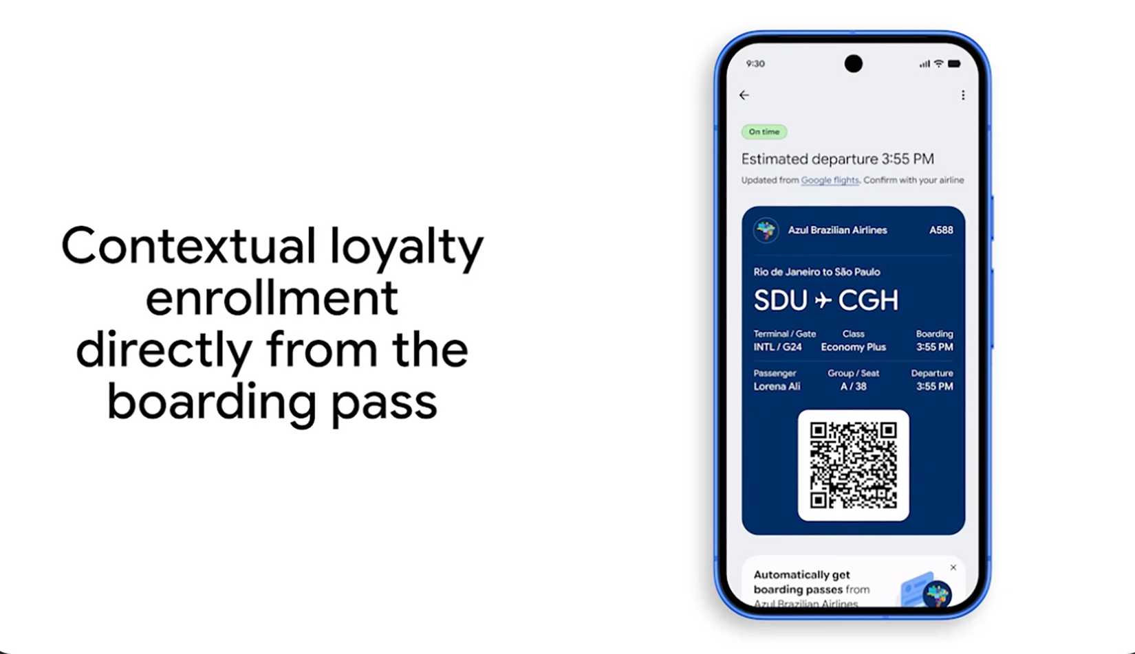 Contextual Loyalty Boarding Pass on Google Wallet