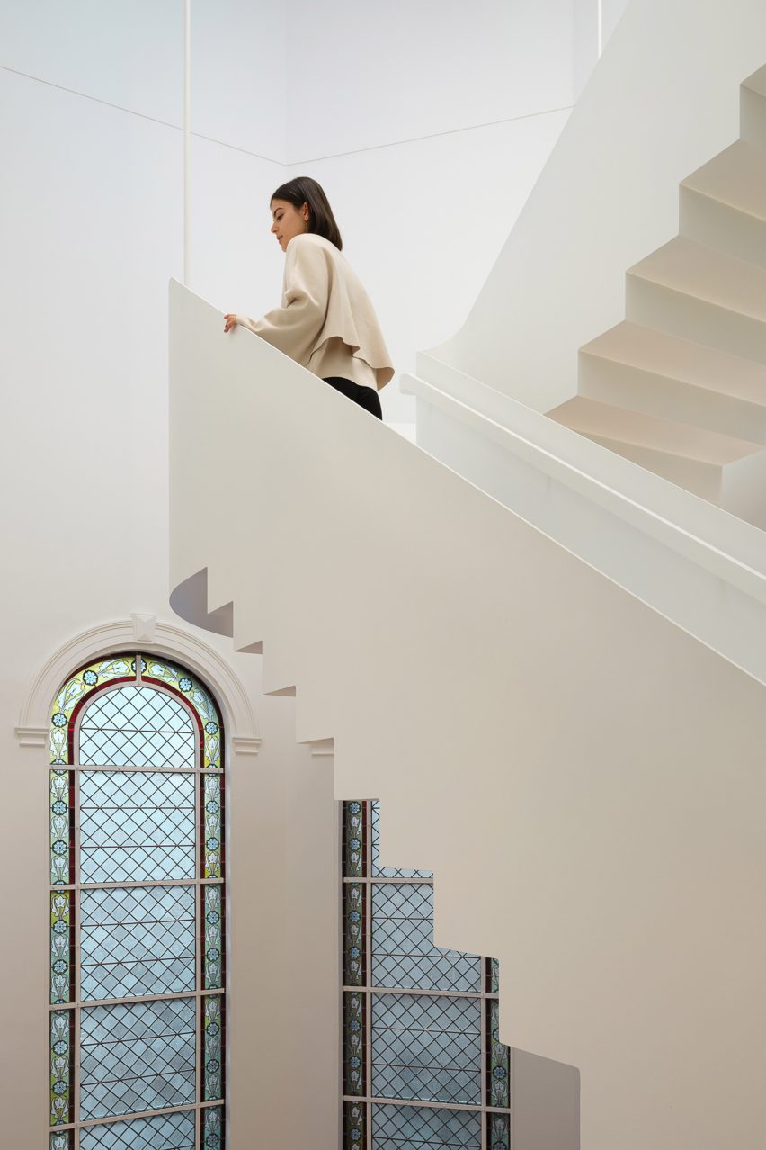 Geometric metal staircase