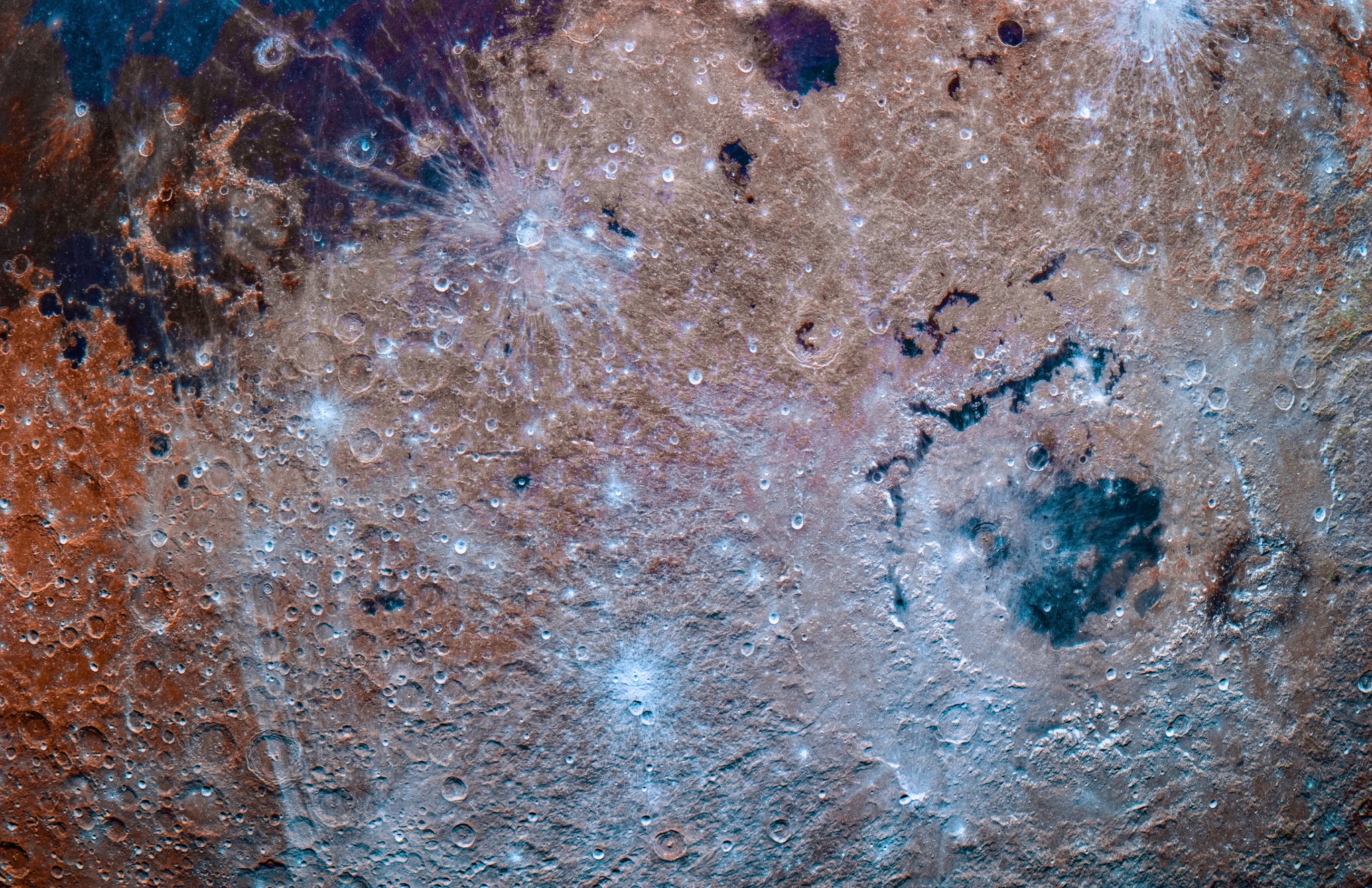 a diversly colorful and detailed image of the moon
