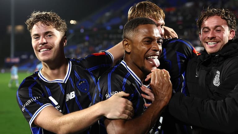 Dan Hall of Auckland FC celebrates following the A-League Men Elimination Final match between Auckland FC and Melbourne City at Go Media Stadium.
