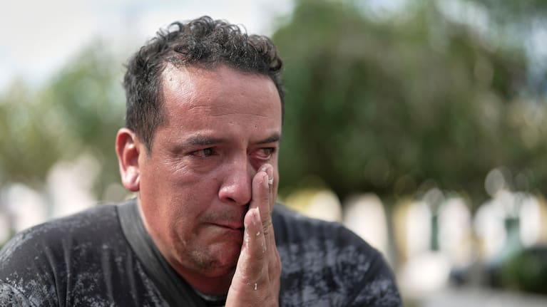 David Delgado cries as he speaks about his son Rodrigo Morinigo, who died in January of hantavirus