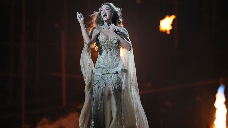 Delta Goodrem from Australia performs the song "Eclipse" during the Grand Final of the 70th Eurovision Song Contest in Vienna, Austria, Saturday, May 16, 2026.