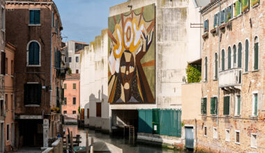 massive portrait of koyo kouoh by derrick adams appears in venice