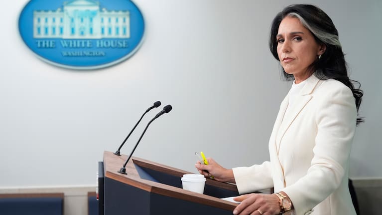 Director of National Intelligence Tulsi Gabbard speaks with reporters in the James Brady Press Briefing Room at the White House, July 23, 2025, in Washington.