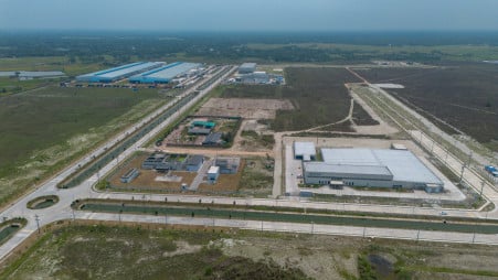 Industries and administrative buildings at the Bangladesh Special Economic Zone, or Japanese economic zone, in Araihazar, Narayanganj. Three companies have begun production, with around 30 more firms from various countries in the pipeline at the 1,000-acre site. The photo was taken recently. Photo: Syed Zakir Hossain
