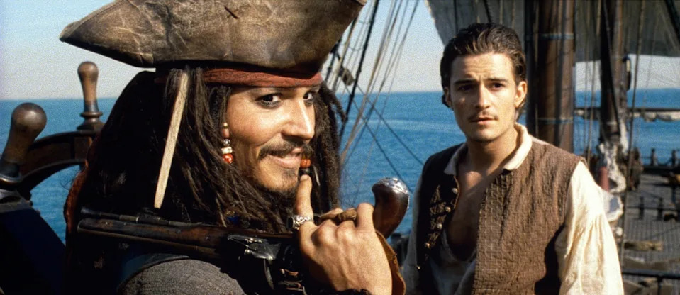 Johnny Depp and Orlando Bloom in "Pirates of the Caribbean: The Curse of the Black Pearl"