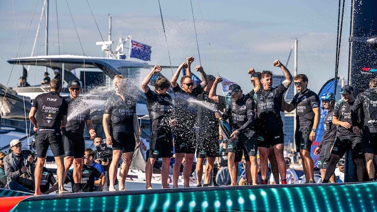 Emirates Team New Zealand celebrate.