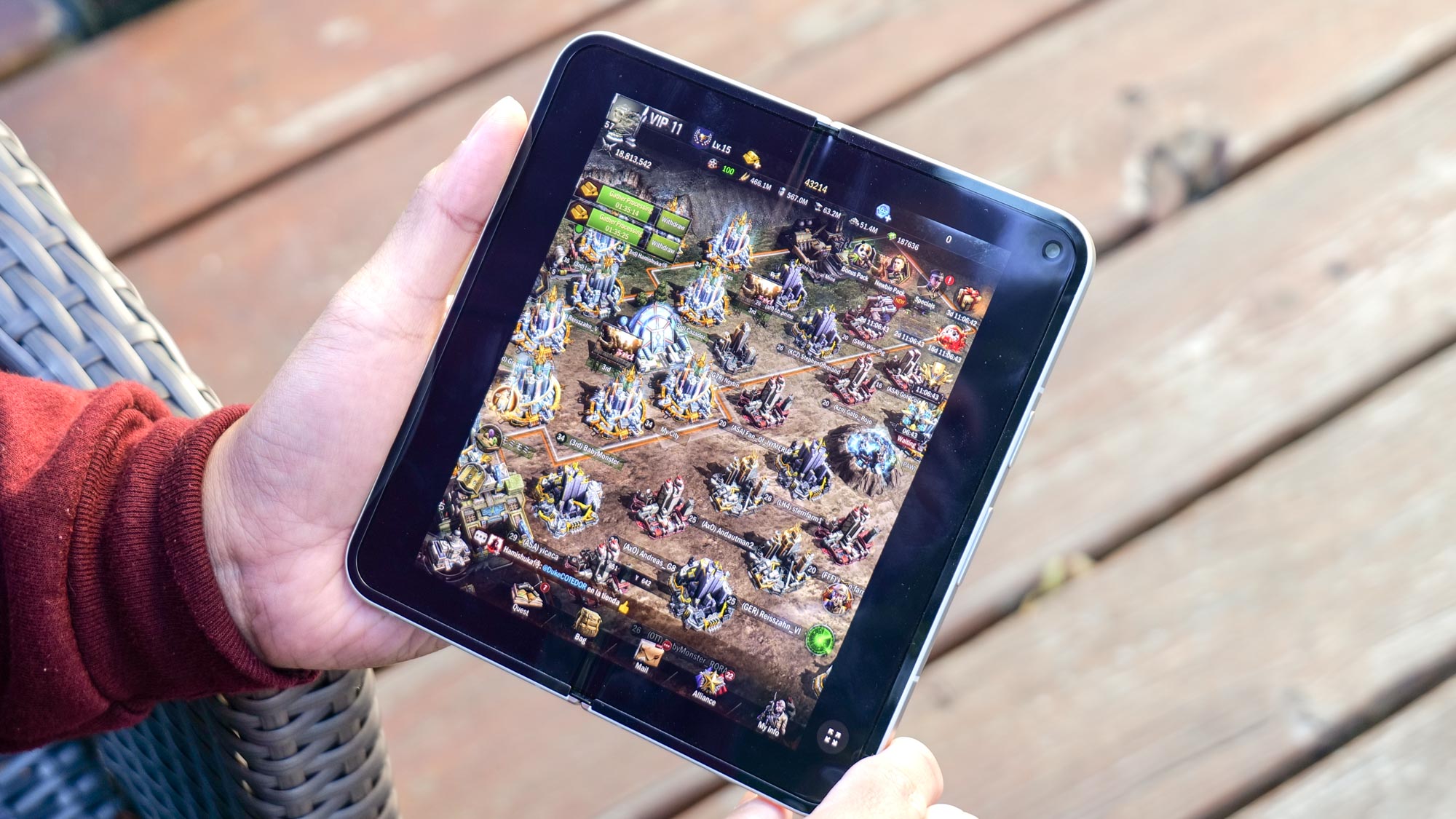 Google Pixel 9 Pro Fold held in the hand.