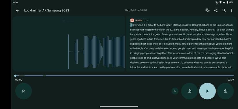 Google Recorder Tablet Update 1