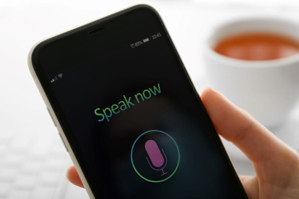 Cell phone application waiting for a voice prompt from a user.