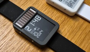 The LightInk solar-powered watch on a desk.