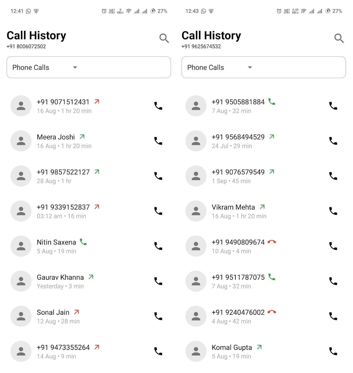 Figure 3. Screenshots from Google Play