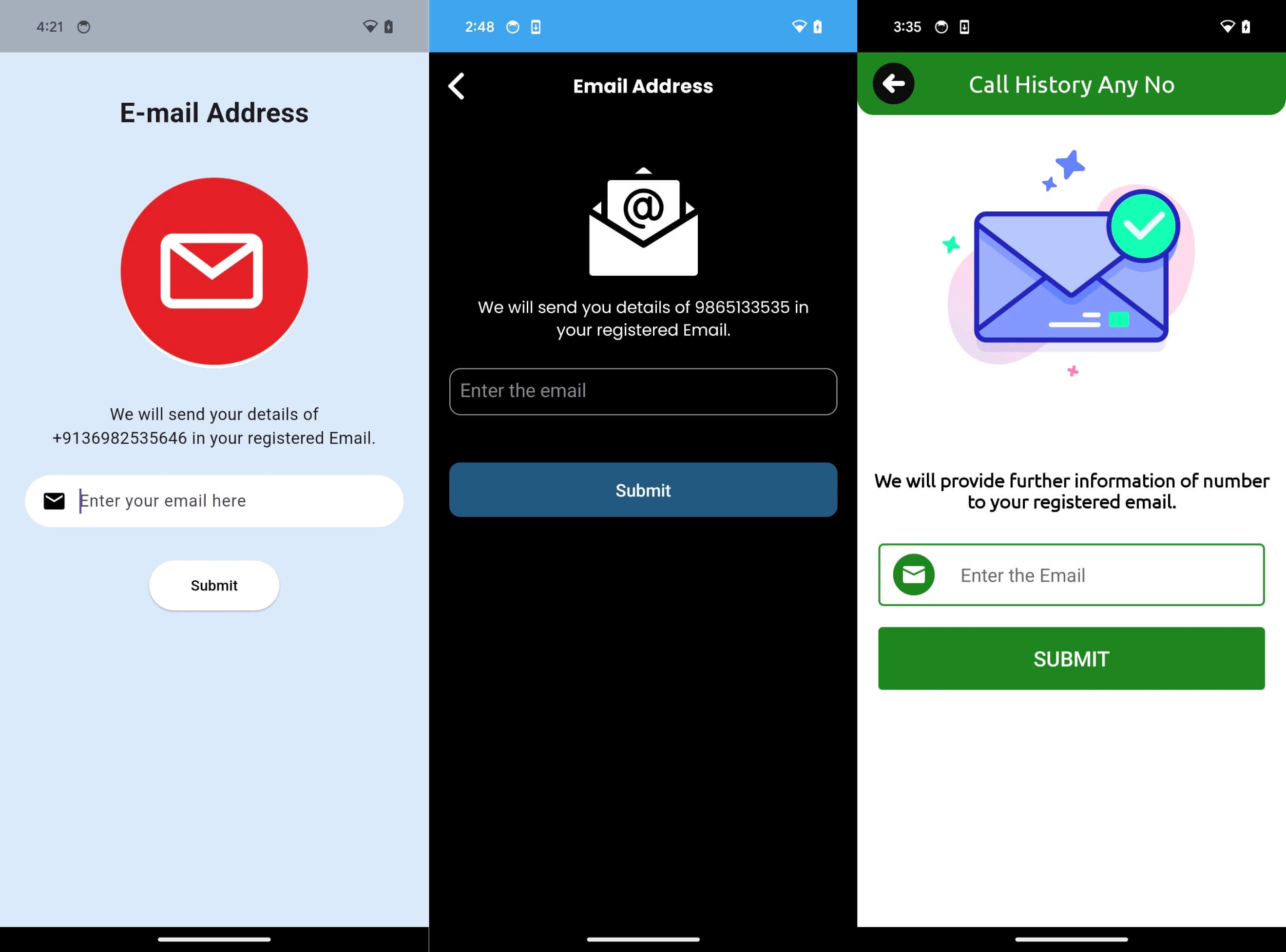 Figure 8. CallPhantom requests the user’s email address