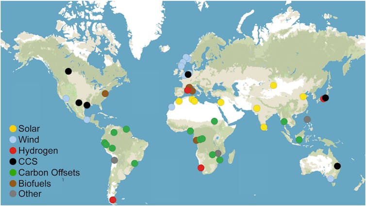 Annotated world map