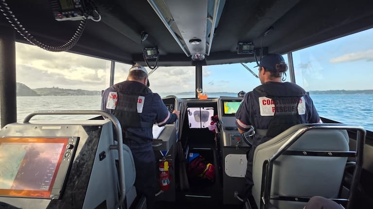 Five volunteers from Coastguard Bay of Islands responded to the scene after a vessel had sunk off Wairoa Bay this morning.