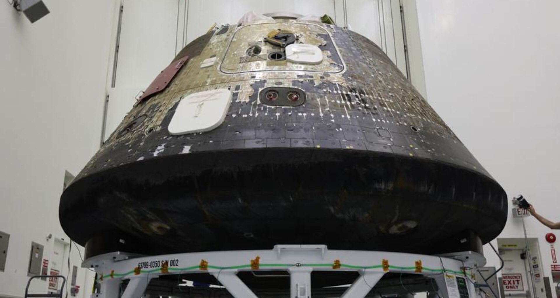 The charred hull of Artemis 2's Orion photo of the day for May 8, 2026