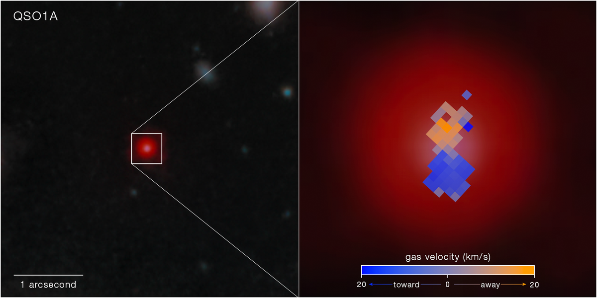 An image detail from NIRCam on NASA&rsquo;s James Webb Space Telescope shows the Little Red Dot Abell2744-QSO
