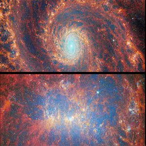 This image shows the four galaxies studied in this research, each of which has previously been the subject of an ESA/Webb Picture of the Month: Messier 51 (top left), Messier 83 (top right), NGC 4449 (bottom left), and NGC 628 (bottom right).