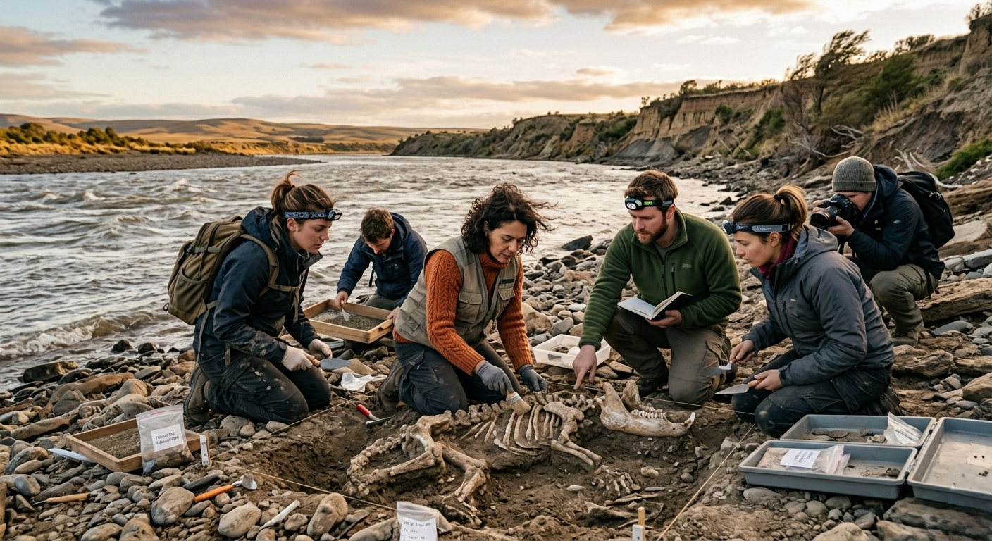 Their seasonal migrations and impact on the environment are now better understood through these unearthed remains, offering insights into their extinction alongside early humans. Image Credit: Google Gemini Gemini_Generated_Image_l6oyitl6oyitl6oy